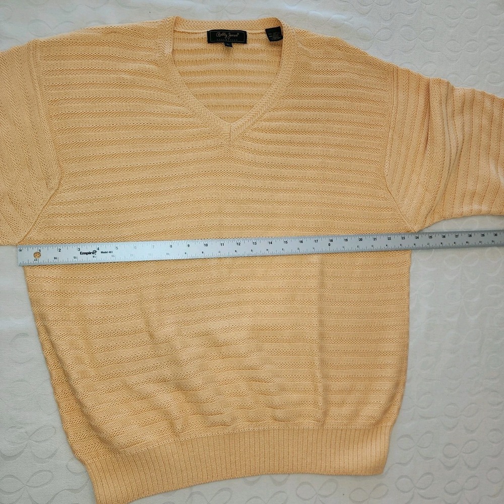 Vintage Bobby Jones V-Neck Sweater Mens L/XL 100%‎ Cotton Golf Preppy Yellow - Picture 11 of 11